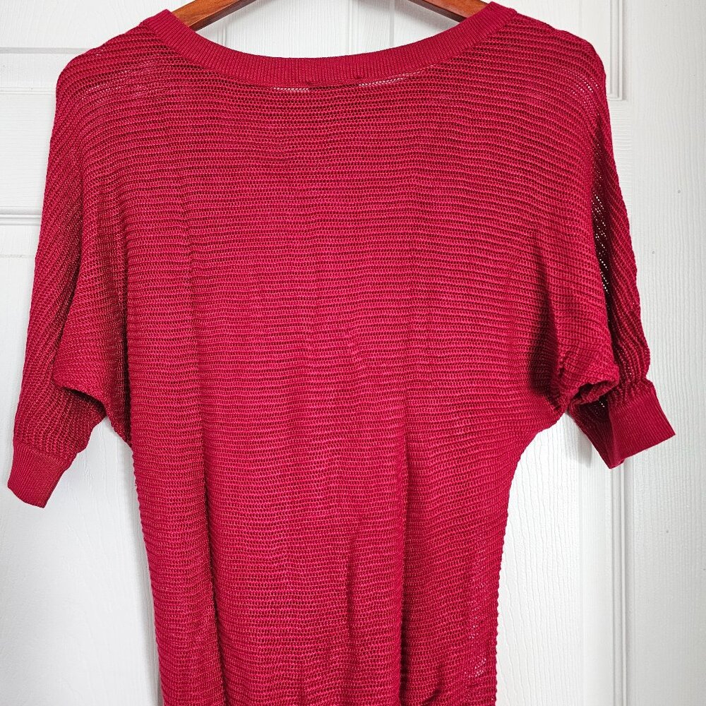 Express Open Knit Mesh Sweater Red